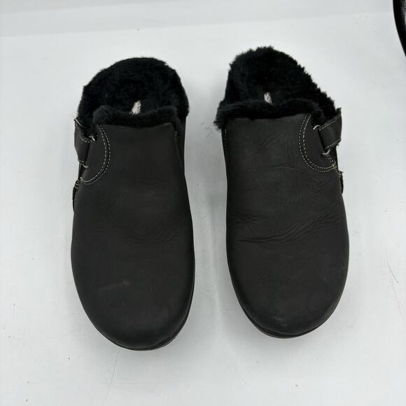 CLARKS Mule Clogs Womens Size 7 Roseville Black Lined Slipper Slip On - Picture 4 of 10